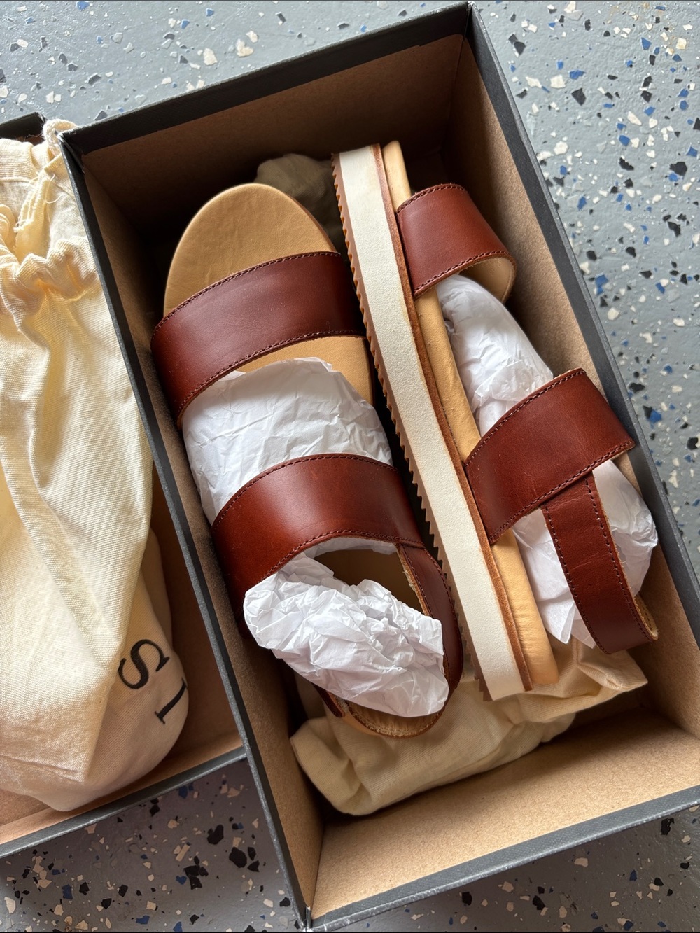 Nisolo Brown Leather Two-Strap Platform Sandals